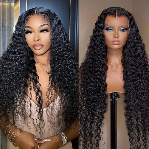 AUOCATTAIL Lace Front Wigs Deep Wave Human Hair Pre Plucked Glueless 180% Density Frontal Wigs Brazilian Virgin Human HD Transparent Lace Wigs for Black Women with Baby Hair Natural Color 28 in