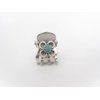 Generic Tiny mini silver metal flower hair claw clip with turquoise stone