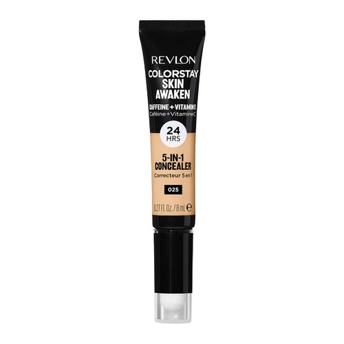 Revlon ColorStay Skin Awaken 5-in-1 Concealer, Lightweight, Creamy Longlasting Face Makeup with Caffeine & Vitamin C, For Imperfections, Dark Circles & Redness, 025 Light Beige, 0.27 fl oz