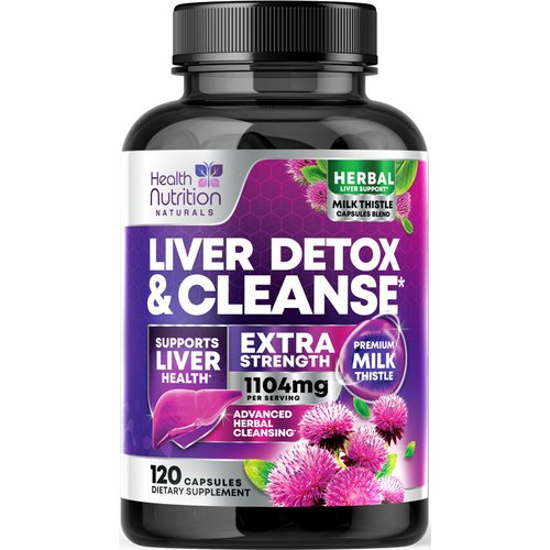 Gentle Liver Cleanse Detox & Repair Formula - Herbal Liver Support Supplement: Milk Thistle with Silymarin, Artichoke Extract, Dandelion, Beet, Chicory Root, & Turmeric for Liver Health - 120 Capsules