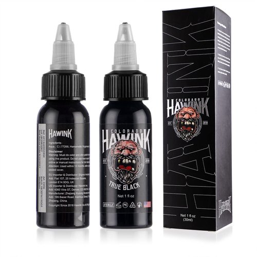 HAWINK Black Tattoo Ink 1 oz (30ml) Vegan-Friendly USA Standard Pigment Tattoo Supplies True Black TI203-30-001