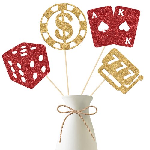12 Pieces Red Gold Casino Centerpiece Sticks, Casino Party Decorations, Poker Theme Party Decor, ...