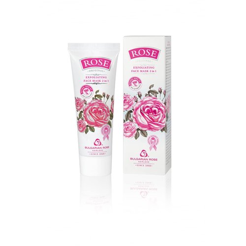 Bulgarian Rose Exfoliating Face Mask with Natural Rose Oil, Hydrating, Rejuvenating Facial Mask for Smooth and Soft Skin, Brightening & Nourishing