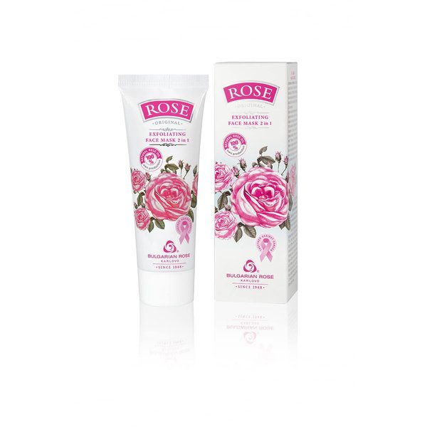 Bulgarian Rose Exfoliating Face Mask with Natural Rose Oil, Hydrating, Rejuvenating Facial Mask for Smooth and Soft Skin, Brightening & Nourishing