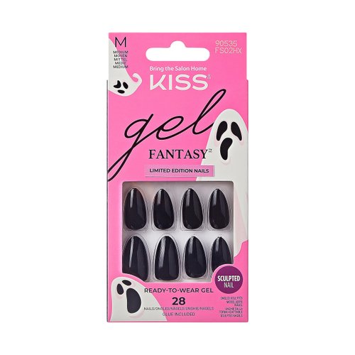 KISS Gel Fantasy Sculpted Halloween Press-On Nails, Purple, Medium, Almond, 31 Ct.