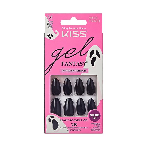 KISS Gel Fantasy Sculpted Halloween Press-On Nails, Purple, Medium, Almond, 31 Ct.