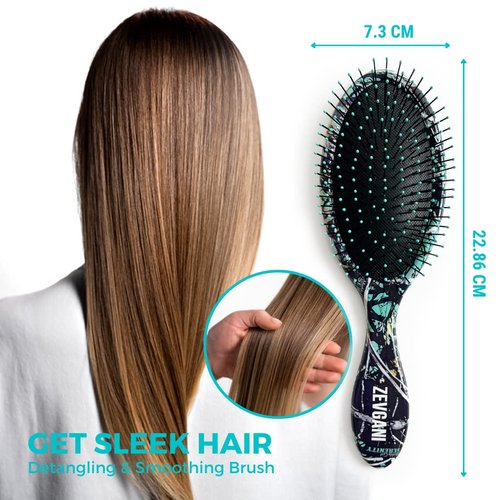 ZEVGANI Detangling Smoothing Brush, Hair Brush for Women Men Kids Wet or Dry Hair - Detangler Brush w/Ultra-Soft Bristles For All Hair Types, Muddy Girl Serenity