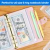 KTRIO 16PCS A6 Binder Pockets 6 Holes Cash Envelopes for Budgeting, Clear Zipper Folders for 6-Ring Budget Binder, Money Envelope Loose Leaf Bags Waterproof PVC Document Pencil Pouch Organizers