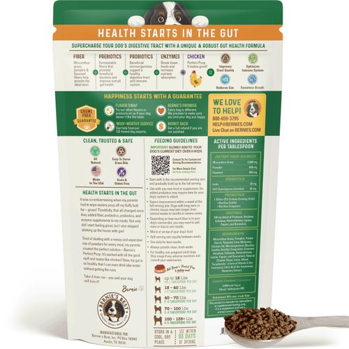 Perfect Poop Digestion & General Health Supplement for Dogs: Fiber, Prebiotics, Probiotics & Enzymes Relieve Digestive Conditions, Optimize Stool, and Improve Health (Chicken, 12.8 oz)