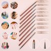 9Pcs Nail Art Brush Set, Builder Painting Design Detail Drawing Brushes Dotting Pen Double-Ended French Liner For Gel Polish Manicure Tools Acrylic Home DIY Salon Use Women, Brown