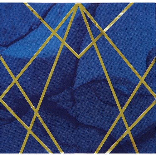 Creative Converting Blue and Gold Foil Stamped Luncheon Napkins