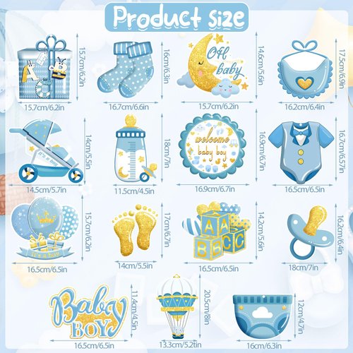 36pcs Blue Baby Shower Party Hanging Swirls Decor, It's A Boy Themes Party Supplies Boy Ceiling Hanging Streamers for Kids Gender Reveal Baby Shower Birthday Party Decorations