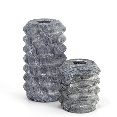 WORHE Candle Holders True Natural Travertine Stone 0.4" Thick Set of 2 Premium Marble Candlestick Holder for Christmas Wedding Dinning Party Candle Stand for 3/4 inch Thick Candles Color Black (ZT001)