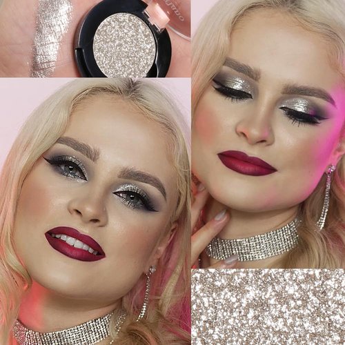 Afflano Silver Glitter Eyeshadow Palette Super Pigmented, Single Parkle Shimmer Silver Eyeshadow Palette, Long Lasting Blendable Neutral Eye Look, for All Skin Metallic Glitter Eyes Bling Makeup