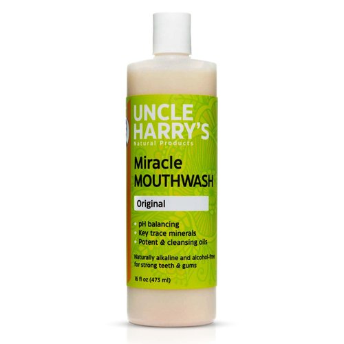 Uncle Harry's Natural Alkalizing Miracle Mouthwash | Adult & Kids Mouthwash for Bad Breath | pH Balanced Oral Care Mouth Wash & Mouth Rinse (16 fl oz)