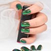 Chrome Green Press On Nails Short Square Full Cover Fake Fingernails Art Daily Wearable Electroplate Design Manicure False Nails Tips (24pcs)