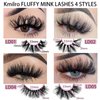 Fluffy Mink Lashes 20 Pairs Dramatic Thick Long 5D False Eyelashes 20mm 4 Styles D Curl Fake Eyelashes Pack, by Kmilro