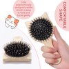Natural Boar Bristle Hair Brush Cat shape, mini size, portable, easy carry for Women, Men, Kids; Dry and Wet Detangling Hair Brush Gently Enhances Shine, for Fine and Straight, Thick and Curly Hair