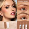Adurello 3 in 1 Eyebrow Makeup Pencil Kit, Long Lasting Waterproof Eyebrow Pencil Eyeshadow Eyeliner Pencil & Eye Concealer Pencil for Natural Brow Makeup (Light brown)