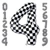 Checkered Number 4 Balloons 40 Inch Giant Race Car Checkered 4 Balloons for Racing Car Checkered 4th Birthday Party Supplies