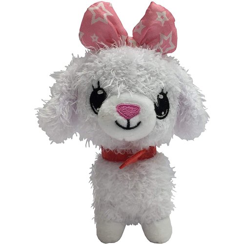 Wish Me Pets - Light Up LED Plush Stuffed Animals - Mini Fluffy White Poodle with Pink Bow