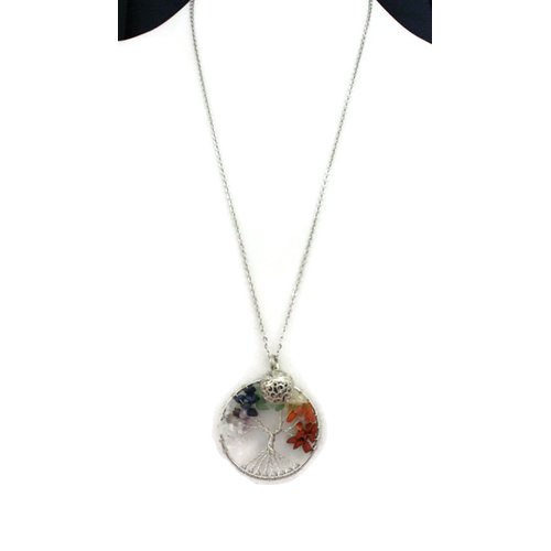 Seven Chakra Tree Multicolored Essential Oil Diffuser Necklace- 24" Long