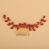 Teyglen Bride Crystal Wedding Hair Comb Simple Red Rhinestone Headband with Comb Handmade Gold Silver Rhinestone Hair Piece Hair Jewelry for Women (Red)