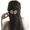 Bling Rhinestone Bow Hair Clip for Ponytail Holder, White Crystal Bowknot Spring Clip French Side Hair Barrettes Hair Pins Accessories for Women