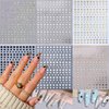 6 Sheets Shiny Star Nail Art Stickers Self-Adhesive 3D Nail Art Supplies Gold Sliver Black White Design Star Nail Decals Holographic Glitter Star Stickers for Acrylic Manicure DIY Women Nail Decor