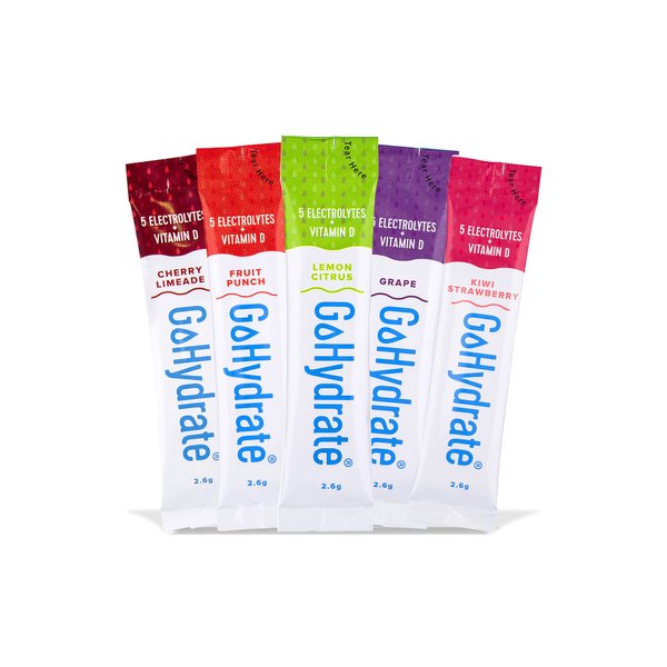 GoHydrate Electrolyte Drink Mix - A Naturally Flavored, Sugar Free, Hydration Powder (Mixed, 10)