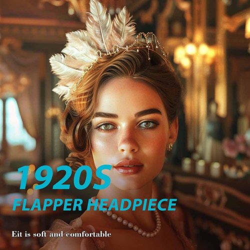 GENBREE Flapper Headpiece Black Feather Hair Clip Rhinestone 1920s Feather Headbands Prom Party Head Accessories for Women and Girls (Style 1)