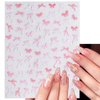 Sweet Pink White Black Bow Nail Stickers for Nail Art Kawaii Waving Ribbon Bowknot Nail Decor Nail Art Stickers Cute Bows Nail Design Stickers Nail Decals for Women Nail Art Supplies Nail Accessories