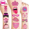 96 PCS Pink Preppy Bachelorette Princess Temporary Tattoos Theme Birthday Party Decorations Supplies Favors Decor Cute Girl Pastel Face Tattoo Stickers Gifts for Kids Girls Boys School Prizes Carnival