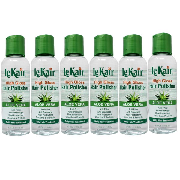 LeKair High Gloss Hair Polisher with Aloe Vera, Anti Frizz, Anti Breakage, Heat Protectant, Smooths & Protects Daily Hair Treatment 4 fl. Oz - 6 Pack