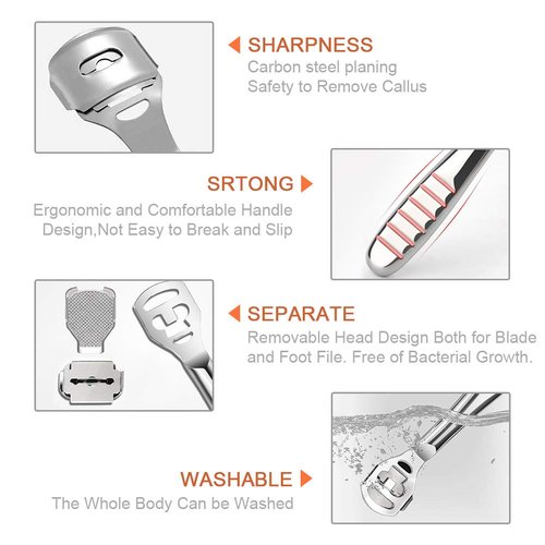 Codream Pedicure Callus Shaver Foot File Care Hard Skin Remover Callus Shaver Sets with Case, Foot File Heads & 10 Replacement Blade