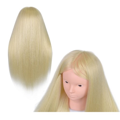 PERFEHAIR 22" Makeup Mannequin Head with 70% Real Hair, Cosmetology Manikin Doll Head for Girls Practice Face Painting, Hair Styling, Braiding, Blonde