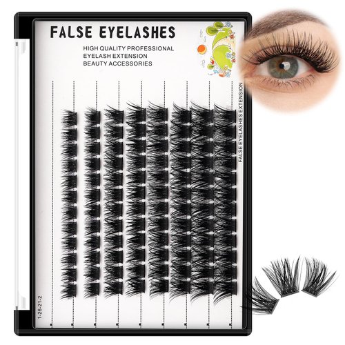 Bodermincer 96pcs 8-10-12-14mm/10-12-14-16mm Mixed D Curl Lash Clusters Individual Lashes Cluster Eyelash Extensions Mink Super Cluster Eyelash Extension Natural Lashes (10-12-14-16mm MIX)