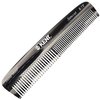 Kent R7T Graphite Double Tooth Hair Pocket Comb, Small Fine/Wide Tooth Comb For Grooming Styling Hair, Beard and Mustache, for Men, Women and Kids. Saw Cut and Hand Polished. Handmade in England