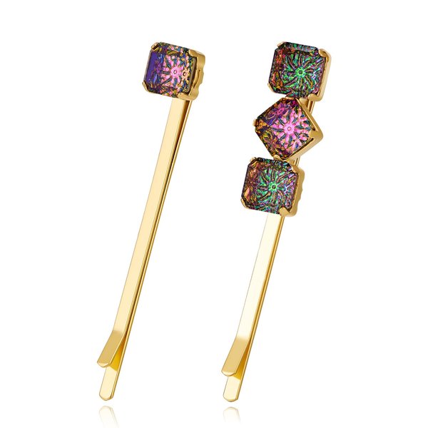 COORWEEL 2 PCS Glitter Geometric Bangs Hair Clips for Women Daily Elegant Crystal Hair Accessories