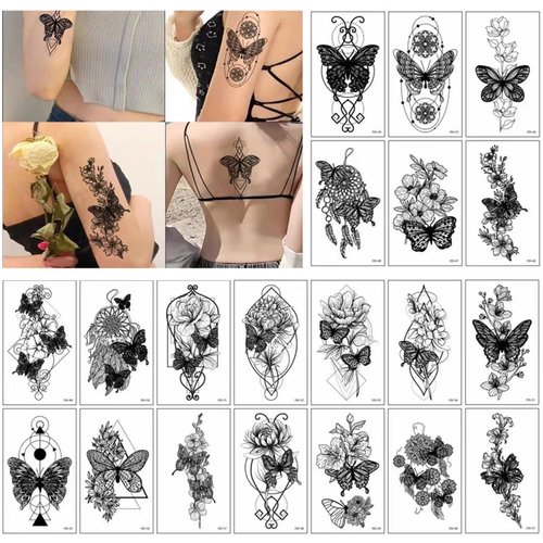 TORMEN 30 Sheets Temporary Tattoos, Butterfly Style Temporary Tattoos– Waterproof, Realistic & Long-Lasting Fake Tattoos for Kids, Adults, Parties & Festivals (Butterfly Style-C)