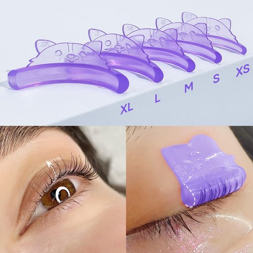 PERMANIA Lash Lift Shield, Super Soft Lash Lift Pads Fox Shape Lash Perm Rod Eyelash Curler Tool Suitable for 7-15mm Eyelashes (Purple)