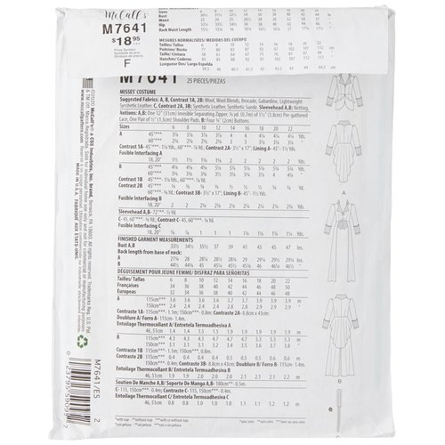 McCall's Patterns Countess Jacket Cosplay Costume Sewing Pattern for Women, Sizes 14-22