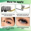 Lash Clusters 96pcs Individual Lashes D Curl 12mm Eyelash Clusters KEYYOU Volume Wispy Lash Extension Soft&Comfortable Easy DIY at Home(Y18,D-12mm)