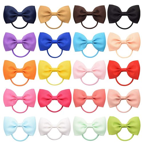 inSowni 40 Pack Grosgrain Ribbon Bow Elastics Hair Ties Scrunchies Pigtail Ponytail Holders Bands Ropes for Baby Girls Toddlers Kids