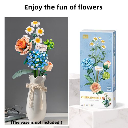 ZIYOSTAR Mini Bricks Flower Bouquet Building Sets, Artificial Flowers, DIY Unique Decoration Home, 680 Pieces Botanical Collection for Ages 6-12 Year Old Girl for Gift…