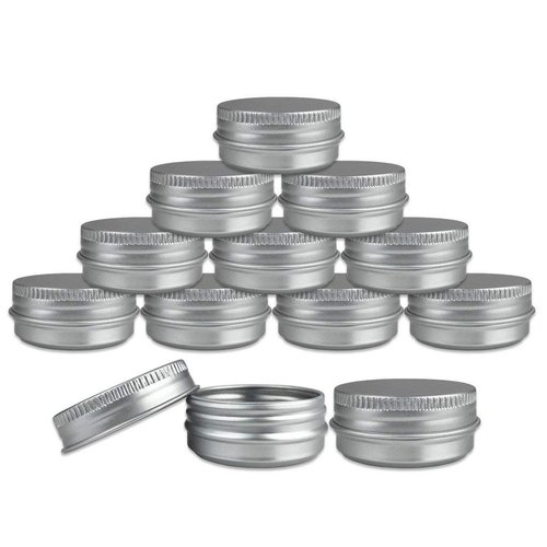 Empty Screw Top Round Tin Containers for Lip Balm, Crafts, Cosmetic, Candles, Storage Kit 1/2 Oz (15)