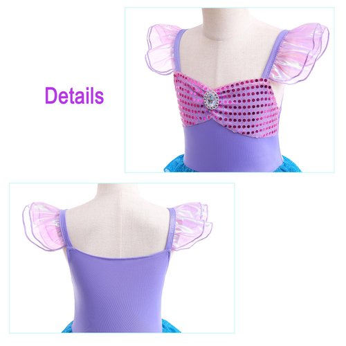 Little Girls Princess Mermaid Costume for Girls Dress Up with Accessory for Christmas Birthday Party Supplies Purple-Blue