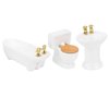 SUNGOOYUE 1/24 Dollhouse Bathroom Set, Mini High Simulation Ceramic Bathtub Toilet Sink Kit for DIY Dollhouse Accessory(#1)