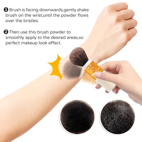 Go Ho Mineral Setting Powder Brush,Loose Powder on Brush,Translucent,Hypoallergenic Cruelty Free Setting Powder,Oil Control Natural Matte Finish,5g