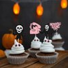 Gyufise 24Pcs Horror Movie Cupcake Toppers Glitter Telephone No You Hang Up Killer Birthday Cupcake Picks for Horror Movie Theme Birthday Halloween Party Cake Decorations Supplies